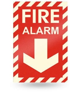 Glow Red Fire Alarm Sign