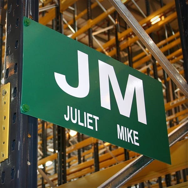 Aisle Signs for Warehouse Pallet Rack and Shelf Numbering