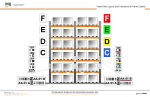 Wide-Aisle With Indicators and Frame Rack Label Layout Wide-Aisle With Indicators and Frame Rack Label Layout
