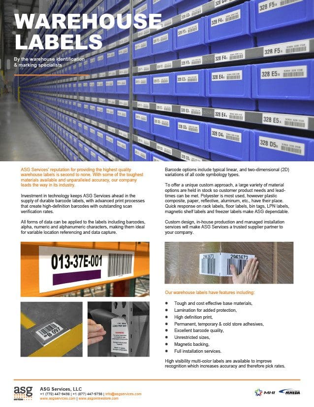 Warehouse Labels Info Sheet