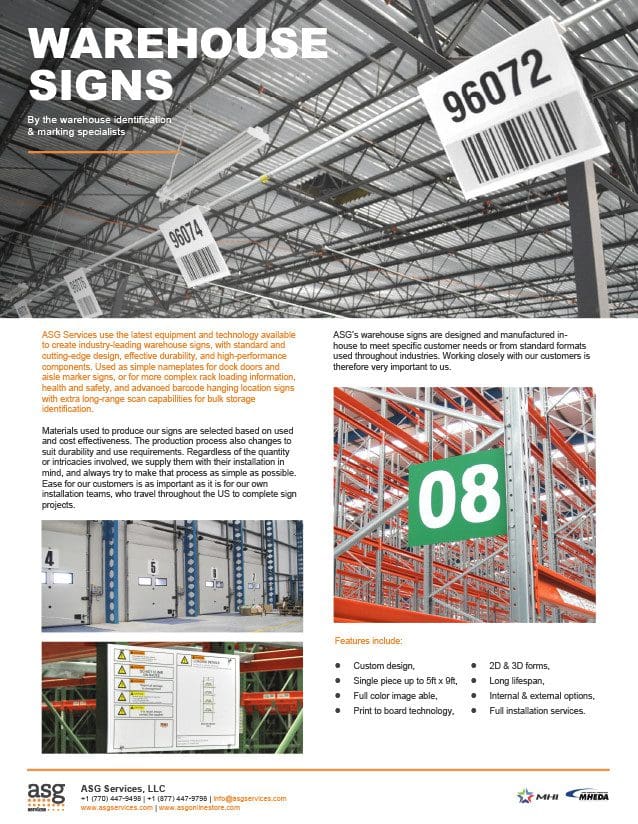 Warehouse Signs Info Sheet
